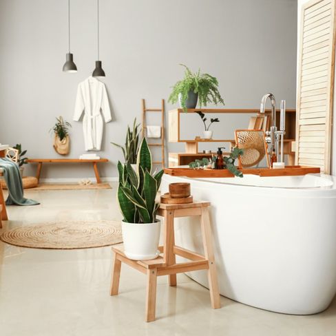 bañera en baño de diseño